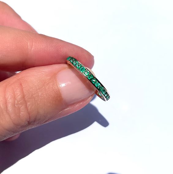 Channel Set Emerald Eternity Ring 14k Gold - 925 Silver - Half Eternity Stacking band