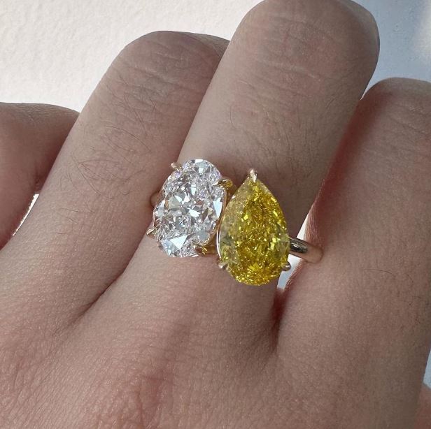 Yellow Topaz & Diamond Toi Et Moi Wedding Ring in 14K Rose Gold Finish - Anniversary Gift Ring