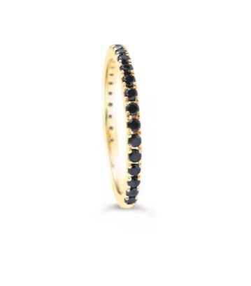 Black Diamond Eternity Ring in 18k Gold - 925 Silver - Wedding Band Gift for Her