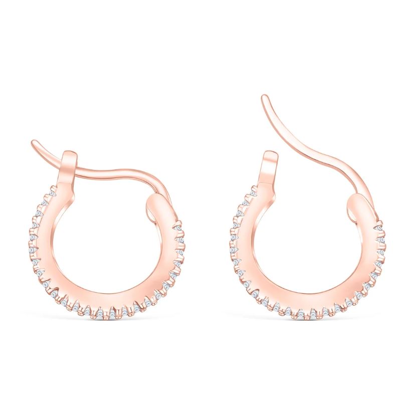 Round Diamond Hoop Earring in 925 Sterling Silver with 18k Rose Gold Plating - Gift For Christmas