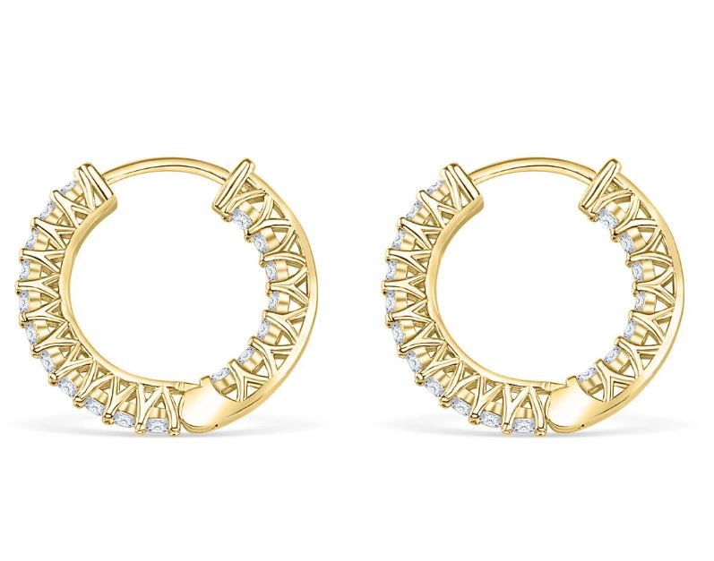 Diamond Hoop Earring in 925 Sterling Silver with 18k Rose Gold Plating - Gift For Christmas
