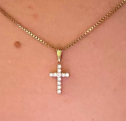 Tiny Cross Necklace in 14K Gold Finish - Mini Cross Pendant - Dainty Cross Charm