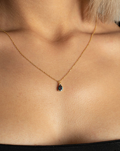 Dainty Blue Topaz Necklace 18” in Gold Filled Blue Topaz Necklace - December Birthstone