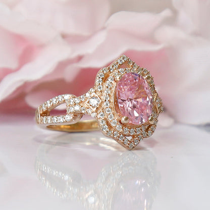 Stunning Pink Sapphire Diamond Engagement Ring