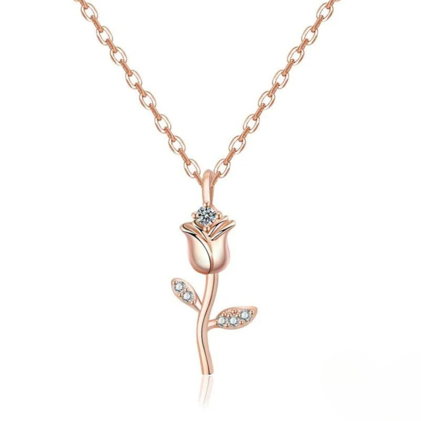 Enchanted Rose Charm Necklace - Belle Rose Gold Flower Jar Inspired Jewelry - Minimalist Flower Necklace - Bridal Shower Bridesmaid Gift