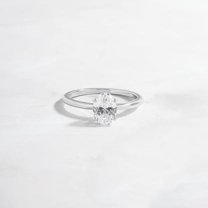 Oval cut Diamond Engagement Ring in sterling silver- Proposal Ring Gift for Her