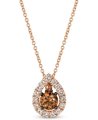 Brown Diamond Jewelry Set in 14k Rose Gold Vermeil Anniversary Special Gift For Her
