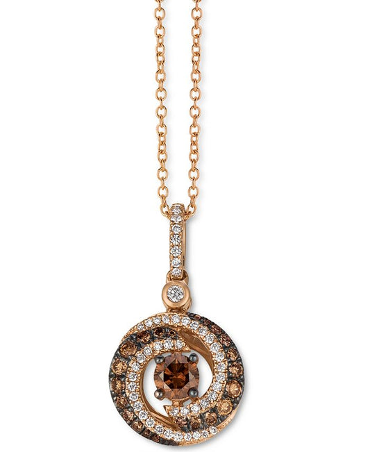 Brown Diamond Pendant Necklace in 14k Rose Gold Vermeil Everyday Necklace For Her - Special Gift For Her