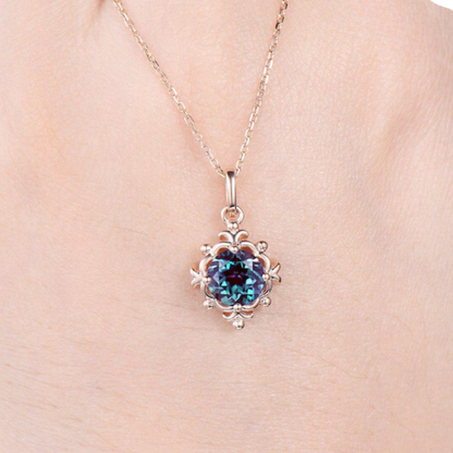 Snowflake Alexandrite Necklace in 14K Rose Gold Vermeil Necklace - Color Changing Gemstone - June Birthstone - Anniversary Birthday Gift For Her