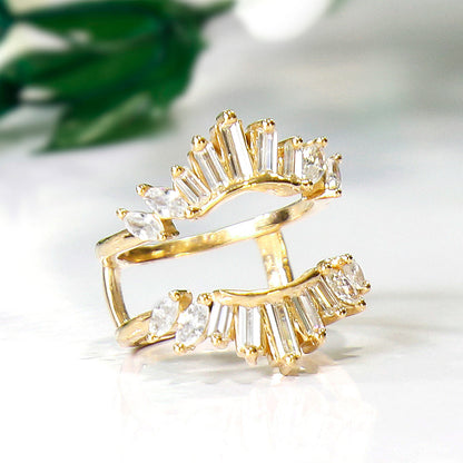 Baguette Diamond Wrap Ring Enhancer in 14K Yellow Gold Finish-Ring Wrap Enhance-AJUKEnterprise