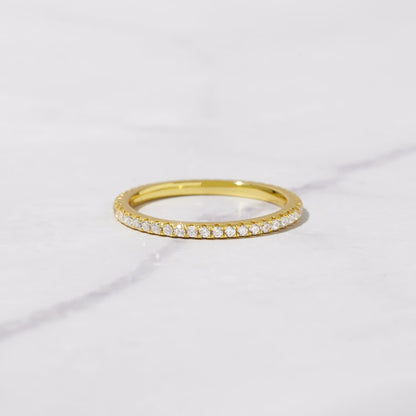 Dainty Diamond Stacking Eternity Ring Gold Minimalist CZ Ring