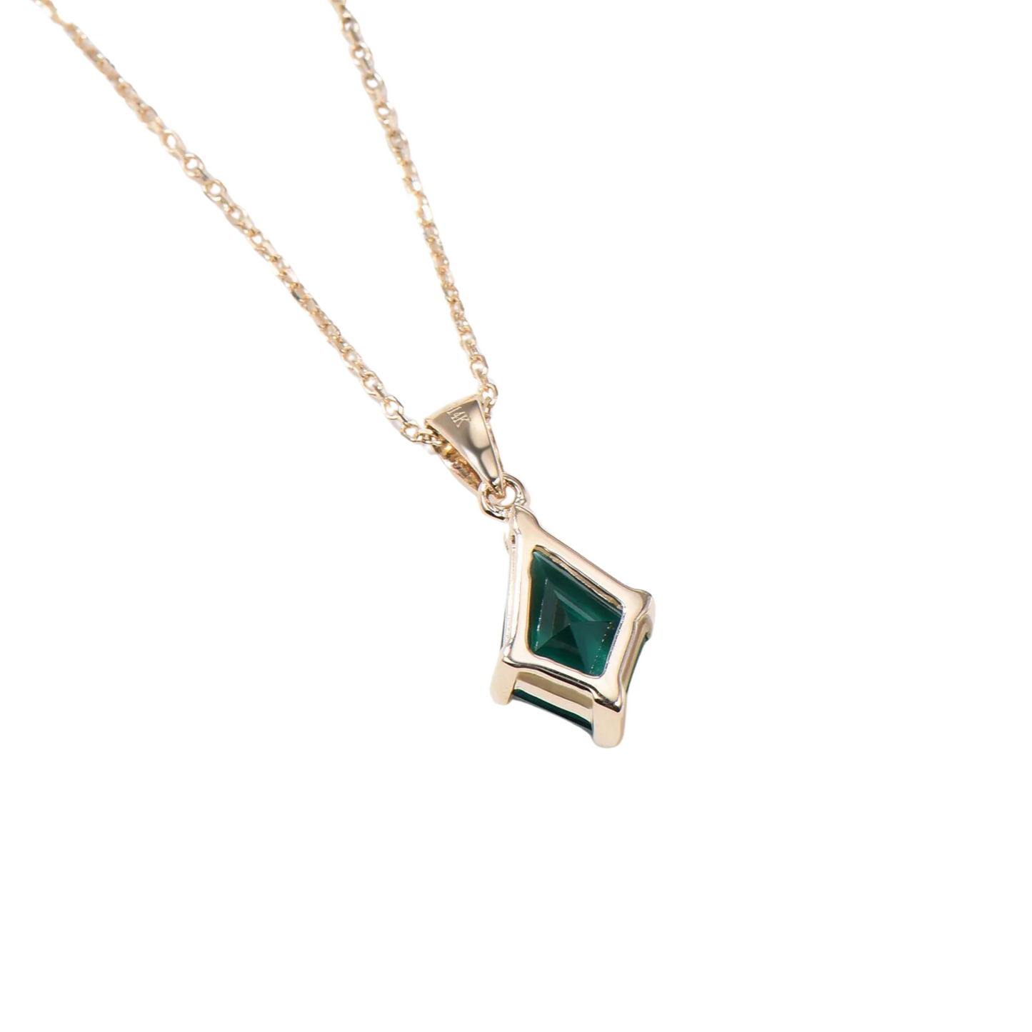 Vintage Green Emerald Kite Necklace in 14K Yellow Gold Finish - Anniversary Gift Mother