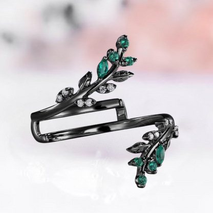 Marquise Emerald Leaf Ring Enhancer For Engagement in 14K Rose Gold Vermeil - Wedding Ring Guard Jacket