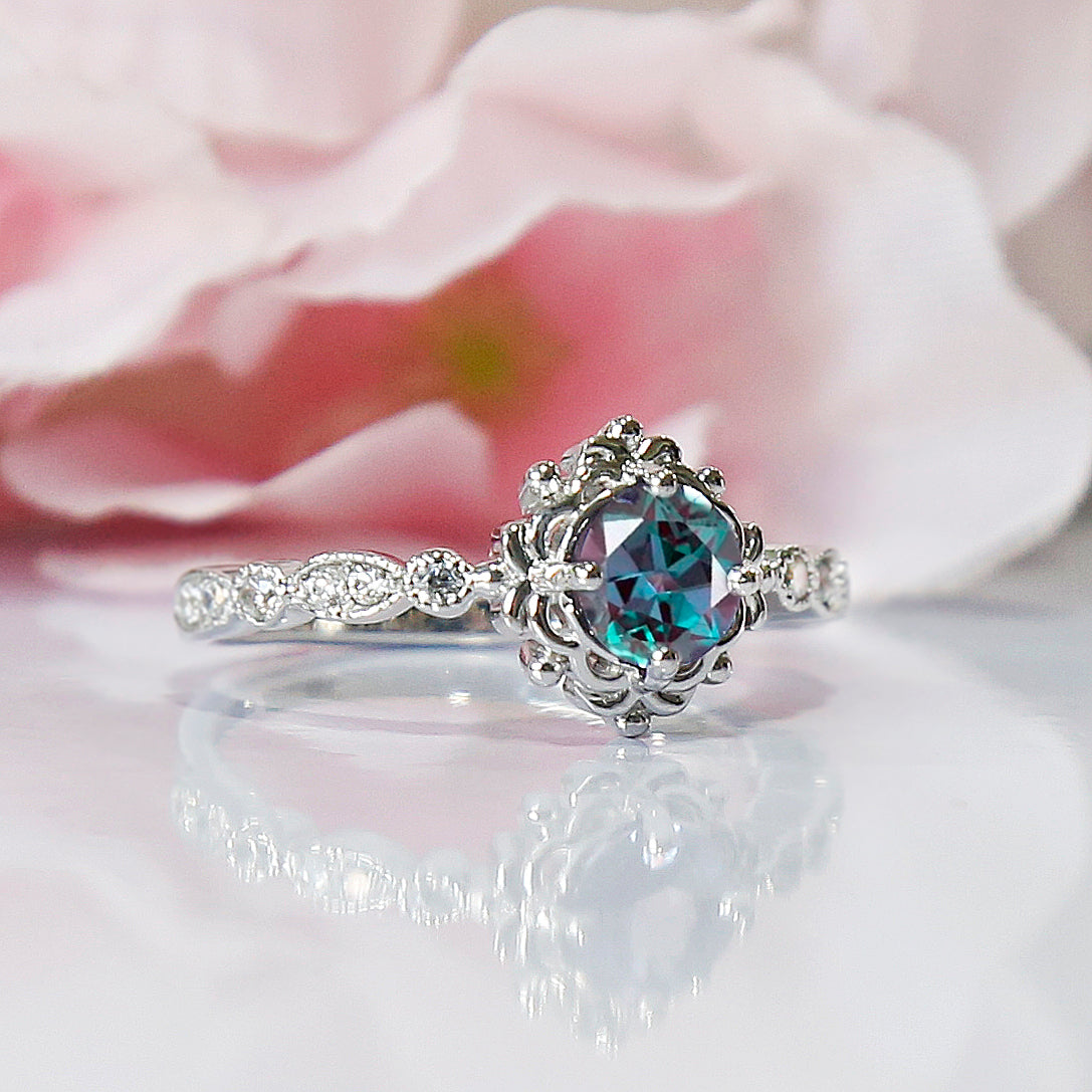 Alexandrite Engagement Ring For Women - June Birthstone Ring
