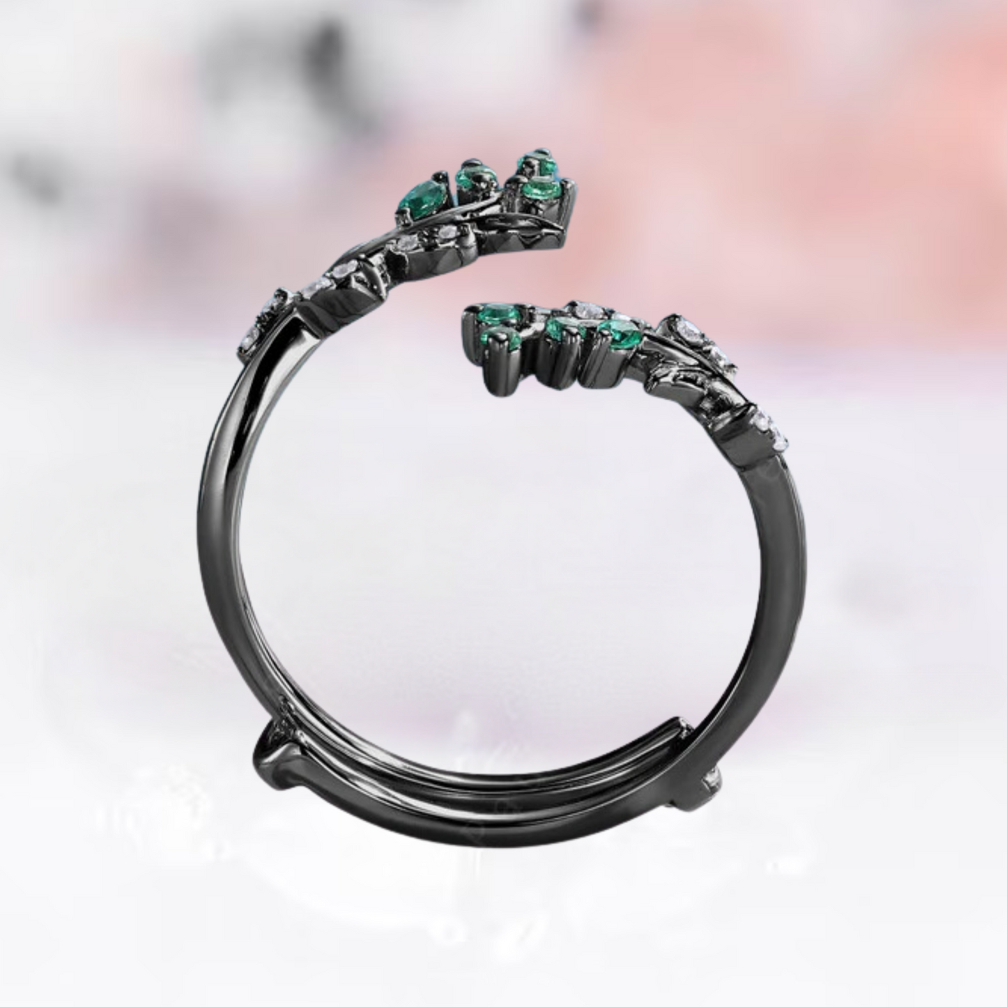 Marquise Emerald Leaf Ring Enhancer For Engagement in 14K Rose Gold Vermeil - Wedding Ring Guard Jacket