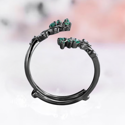 Marquise Emerald Leaf Ring Enhancer For Engagement in 14K Rose Gold Vermeil - Wedding Ring Guard Jacket