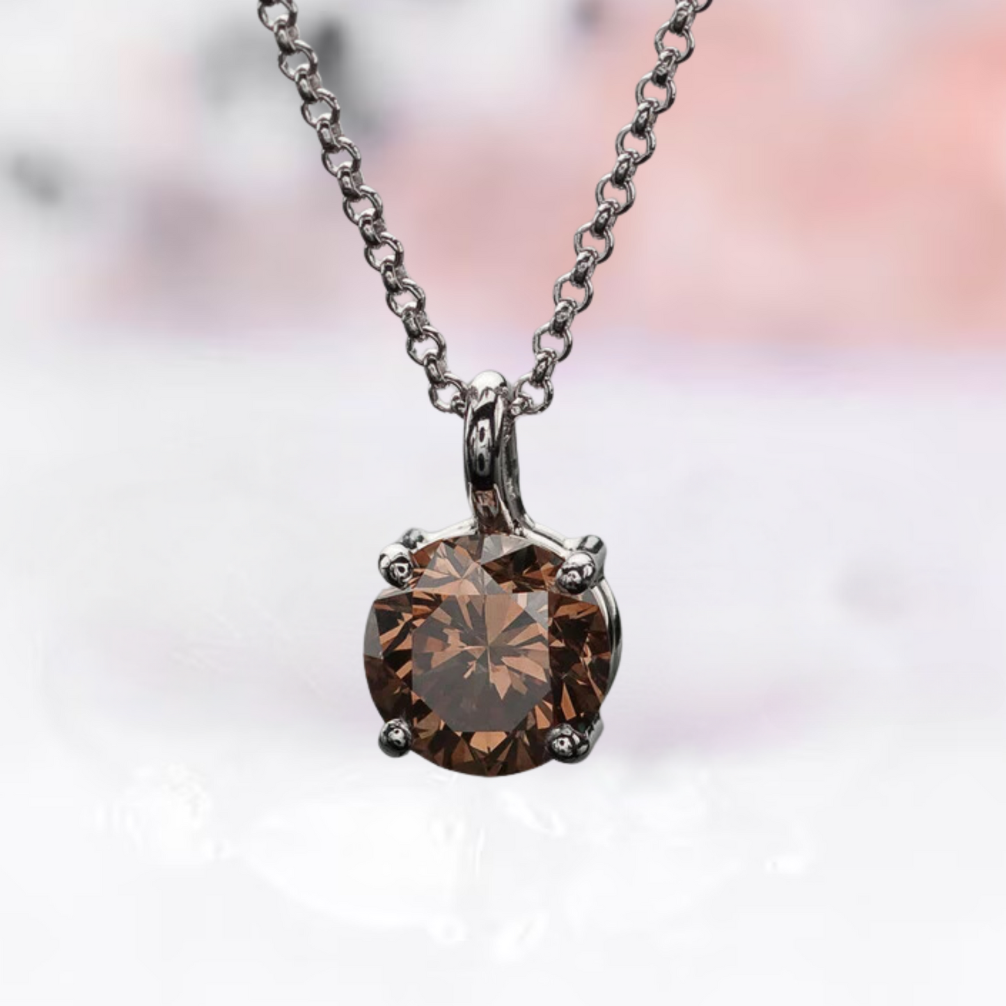 Smoky quartz birthstone Pendant - Bridal wedding Necklace in Sterling Silver - Anniversary Gift