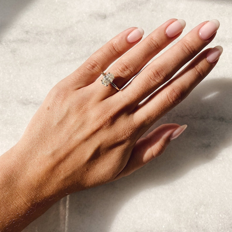 1.55 Carat Oval Diamond Engagement Ring 14K Yellow Gold Finish Solitaire Ring - Best Proposal Ring For Her