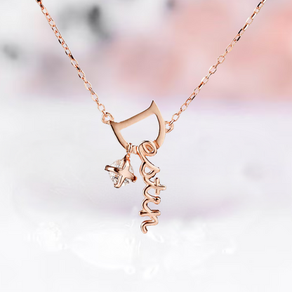 Pink Diamond Goblin Destin Pendant Necklace Unique Dainty Pendant 14K Rose Gold Vermeil - Necklace for Women Anniversary Gift