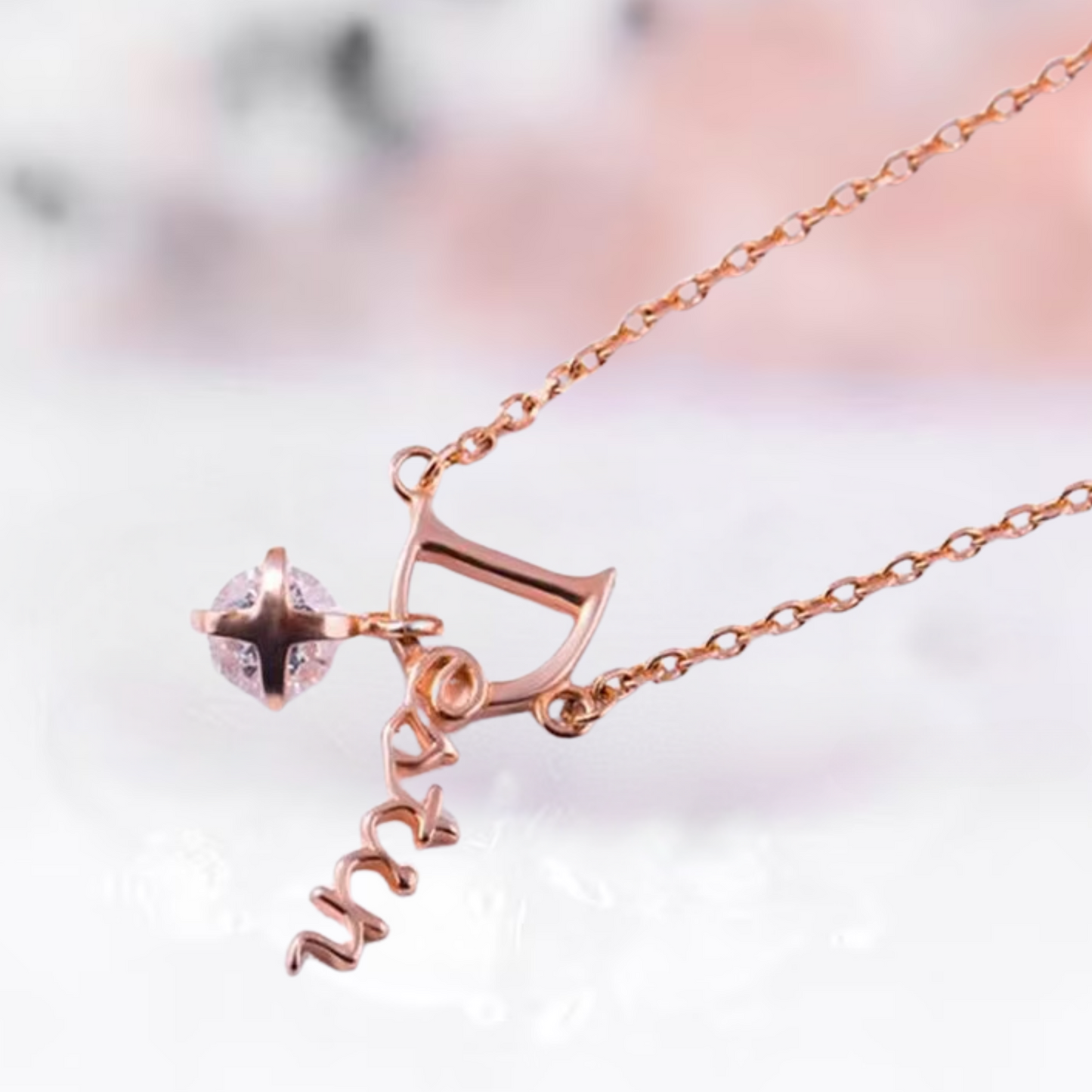 Pink Diamond Goblin Destin Pendant Necklace Unique Dainty Pendant 14K Rose Gold Vermeil - Necklace for Women Anniversary Gift