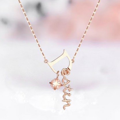 Pink Diamond Goblin Destin Pendant Necklace Unique Dainty Pendant 14K Rose Gold Vermeil - Necklace for Women Anniversary Gift