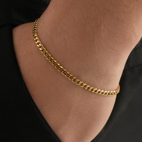Gold Plated Bracelet- Thin Gold Curb Bracelet Chain- Gold Adjustable Bracelets- Gold Jewelry