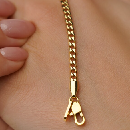 Gold Plated Bracelet- Thin Gold Curb Bracelet Chain- Gold Adjustable Bracelets- Gold Jewelry