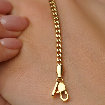 Gold Plated Bracelet- Thin Gold Curb Bracelet Chain- Gold Adjustable Bracelets- Gold Jewelry