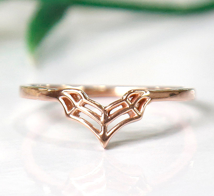 Spider Web Band Ring in 14K Yellow Gold Finish-Ring-AJUKEnterprise