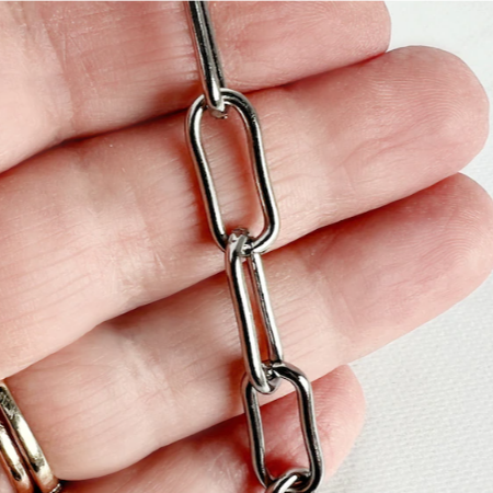 Chunky Stainless Steel Paperclip Chain Bracelet- Hypoallergenic Chain for Men's Everyday Jewelry