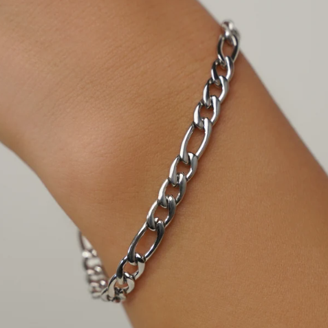 Bracelet Chain- Dainty Figaro Bracelet For Women- Thick Gold Chain Bracelet- Minimalist Chain Gift for Her Jewelry