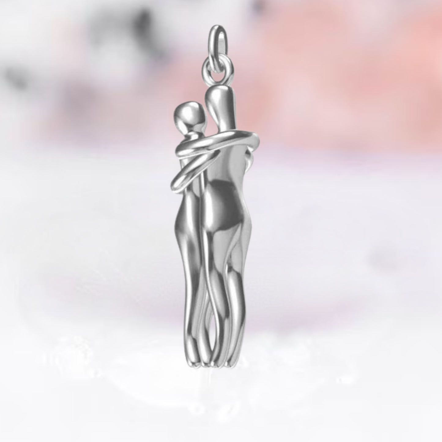 Love Style Hug Couple Pendant Necklace in 925 Sterling Silver - Anniversary Gift - Gift For Wife
