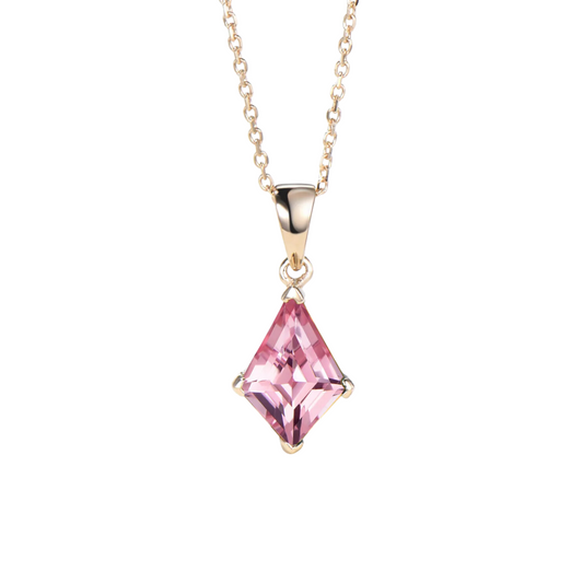 Kite Pink Sapphire Necklace in 14K Rose Gold Finish - Pink Sapphire Pendant