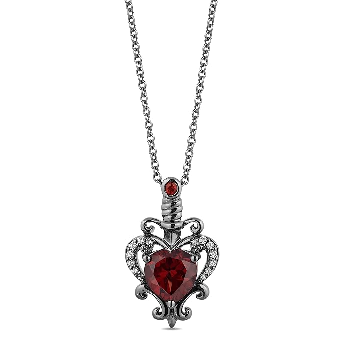 Enchanted Disney Evil Queen Pendant Necklace in 925 Sterling Silver With Black Rhodium - Gift For Her