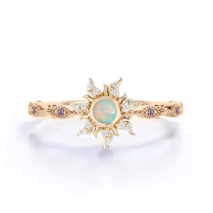 Opal & Amethyst Magic Sunflower Wedding Ring