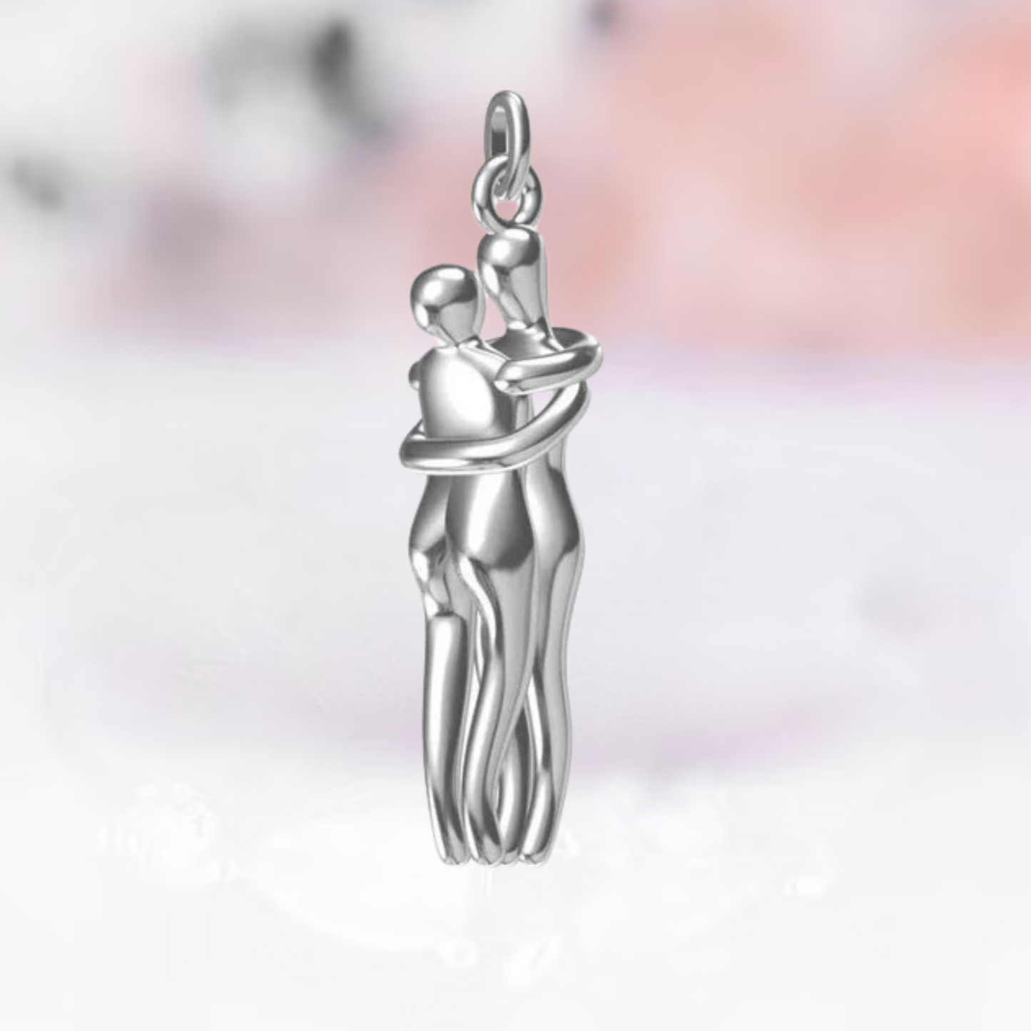 Love Style Hug Couple Pendant Necklace in 925 Sterling Silver - Anniversary Gift - Gift For Wife