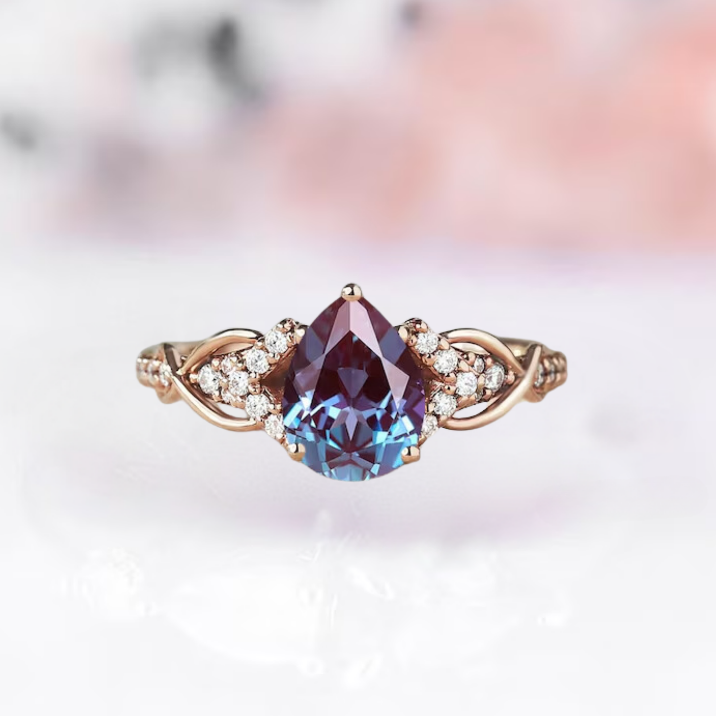 Alexandrite Engagement Ring in 14k Yellow Gold Vermeil 1pc - June Birthstone- Anniversary Gift