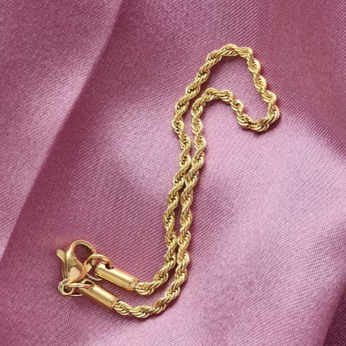 Children's Gold Bracelet- Rope Twist Bracelet for Small Wrists Men's 2mm Chain Minimalist Bracelet