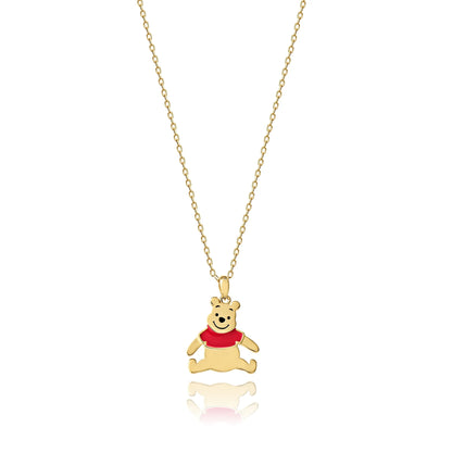 Disney Women's Winnie the Pooh Gold Plated Sterling Silver Necklace 18"Chain