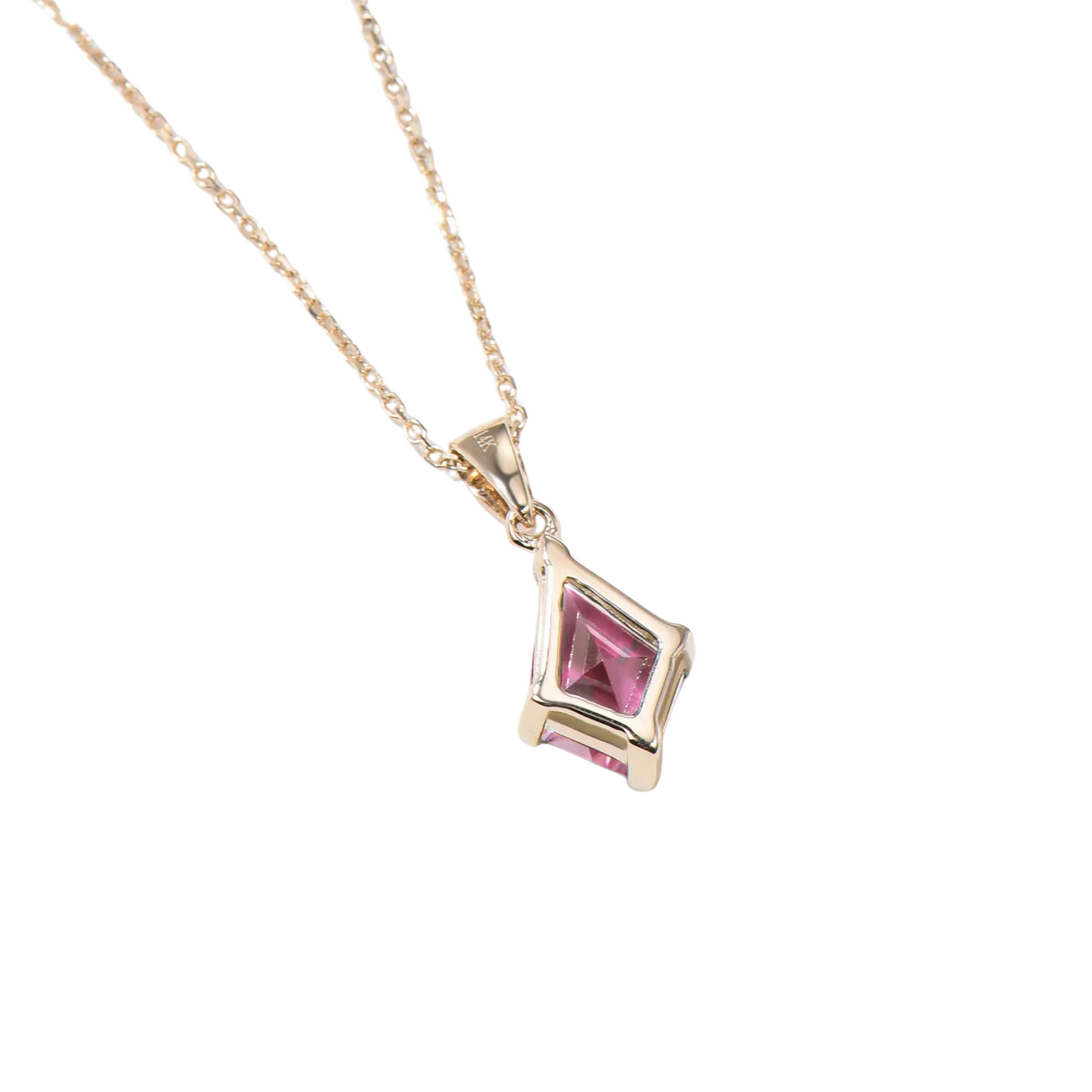 Kite Pink Sapphire Necklace in 14K Rose Gold Finish - Pink Sapphire Pendant