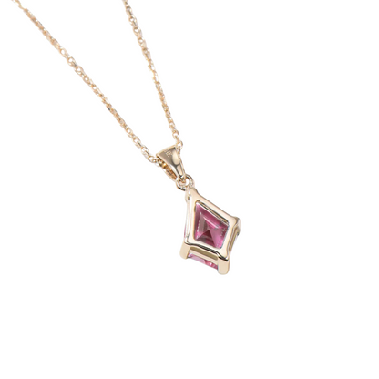 Kite Pink Sapphire Necklace in 14K Rose Gold Finish - Pink Sapphire Pendant