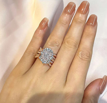 Vintage Halo Radiant Cut Insert Wedding Ring Set For Women In 925 Sterling Silver - Special Gift For Her