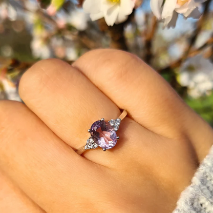 Sterling Silver Lavender Amethyst Ring - Engagement Promise Ring - Anniversary Birthday Gift For Mum