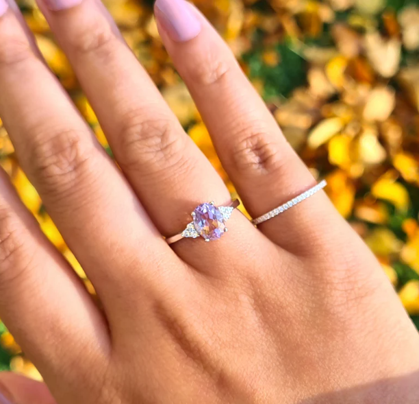 Sterling Silver Lavender Amethyst Ring - Engagement Promise Ring - Anniversary Birthday Gift For Mum