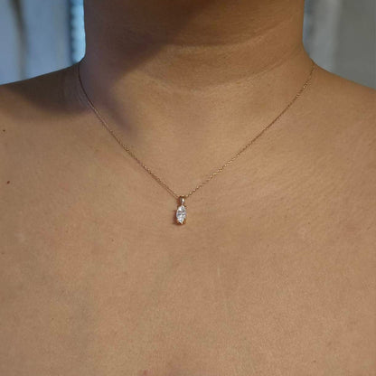 Marquise Cut Solitaire Pendant Necklace 18” In Sterling Silver