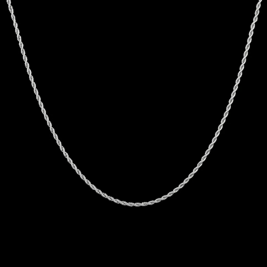 Silver 2mm Thin Rope Chain Necklace - Twisted Rope Chain For Men - Chain Necklace Men Jewelry