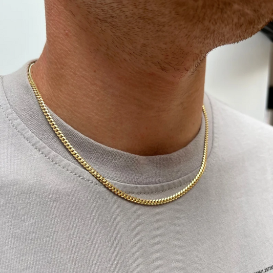 18k Yellow Gold Plated Cuban Link Chain - Mens Gold Chains - Valentine's day Gifts For Men - Mens Necklace