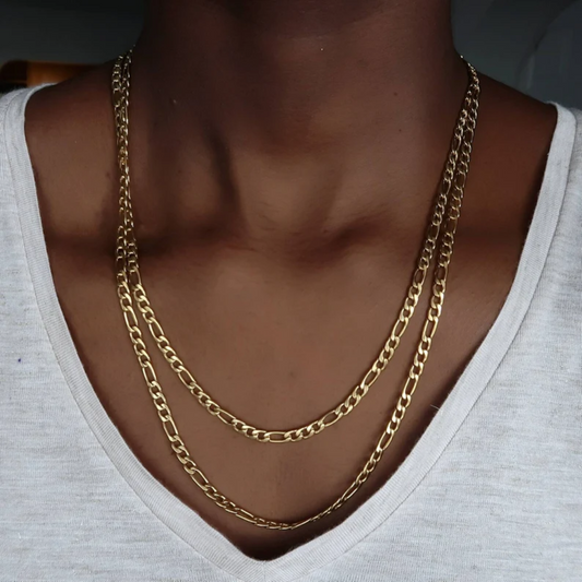 Figaro Necklace - Italian figaro chain for men - Layered necklace set for men - 18k gold plated Figaro necklace
