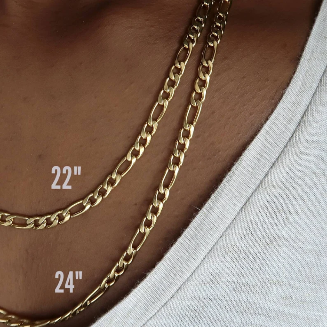 Figaro Necklace - Italian figaro chain for men - Layered necklace set for men - 18k gold plated Figaro necklace