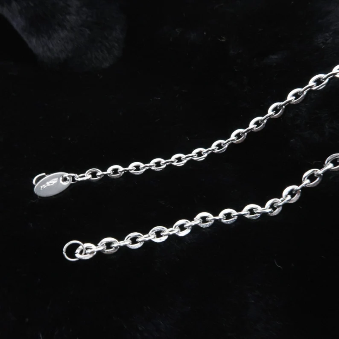 Chunky Silver link Chain Choker layered Necklace for Women